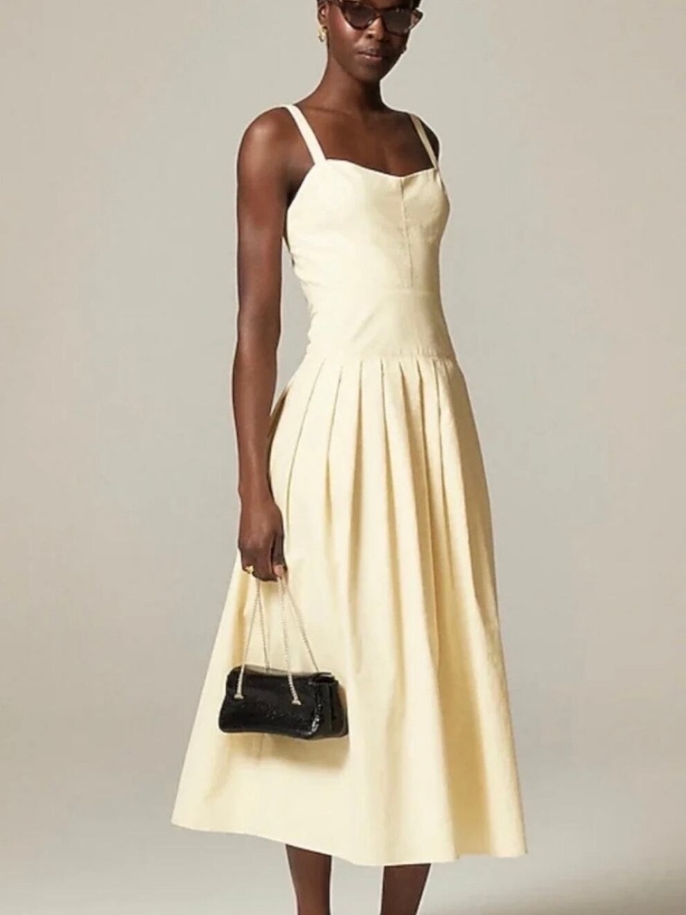 J Crew Pleated drop-waist dress in crinkle cotton blend